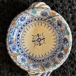 Handcrafted Floral Ceramic Plate -approximately 9 inches long. Handwash